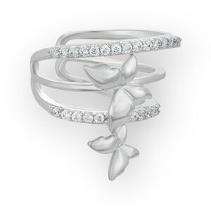 Butterfly Ear Cuff Platinum Plated Real Zirconia